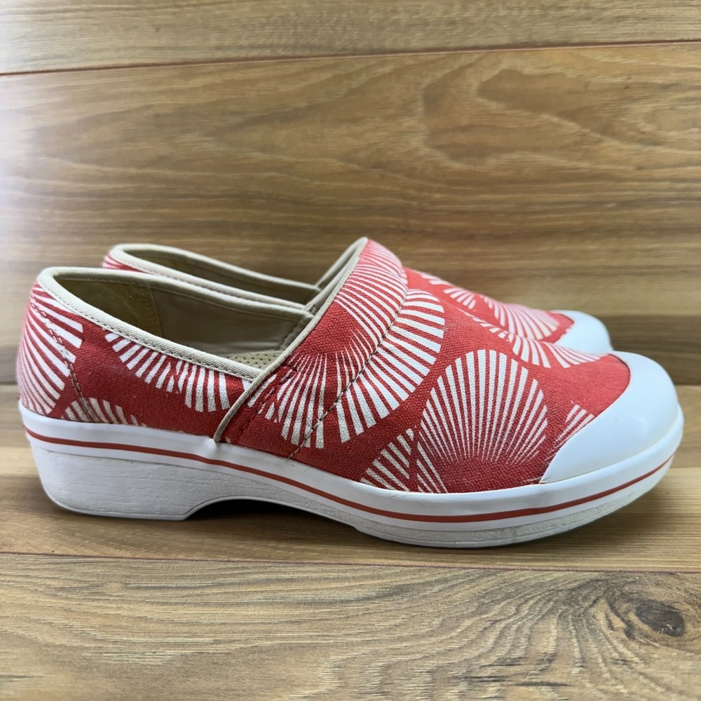 DANSKO Vegan Volley Clog 11 11.5 EU 42 Red White Palm Canvas Slip On Walking